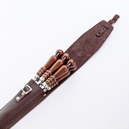 A set of skewers 670*12*3 mm in brown leather case в Хабаровске